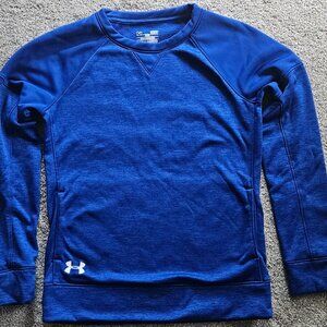 Under Armour Royal Novelty Fleece Crew Sweatshirt Women's Small Blue ColdGear